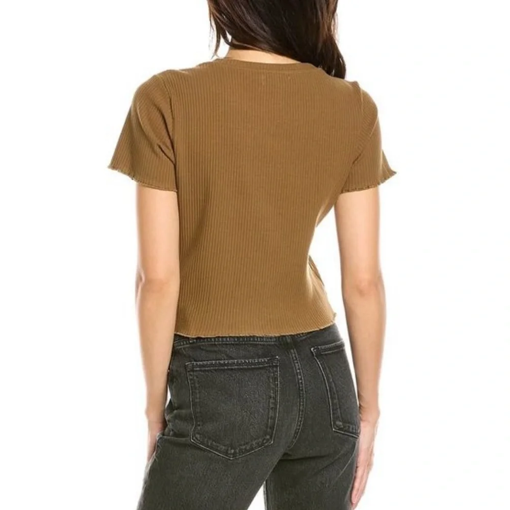 GOOD AMERICAN - Essential Rib Baby T-Shirt in Sepia Brown - Picture 3 of 10